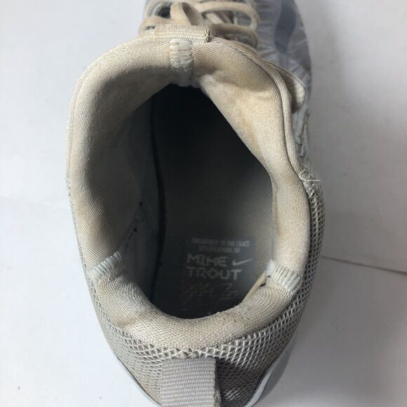 Nike Cleats Baseball Men's Size 12 Mike Trout Max Air Gray White Metal READ B4 - Picture 6 of 16